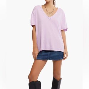 Free People NWT Nina V-Neck Short Sleeve 100% CottonT-Shirt size small
